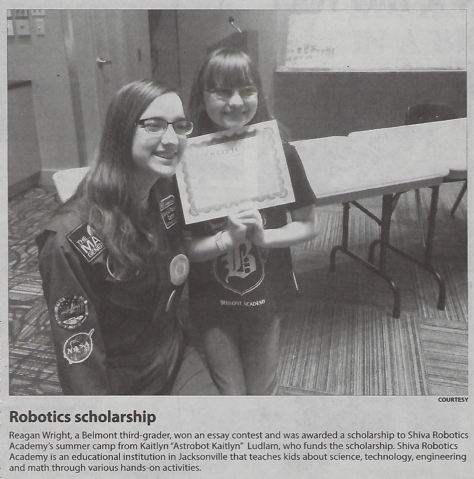 Robotics scholarship to Shiva Robotics awarded to a student