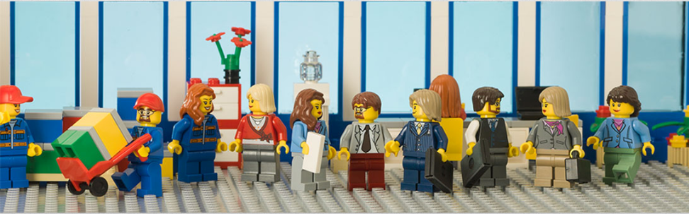 A bunch of LEGO people with jobs